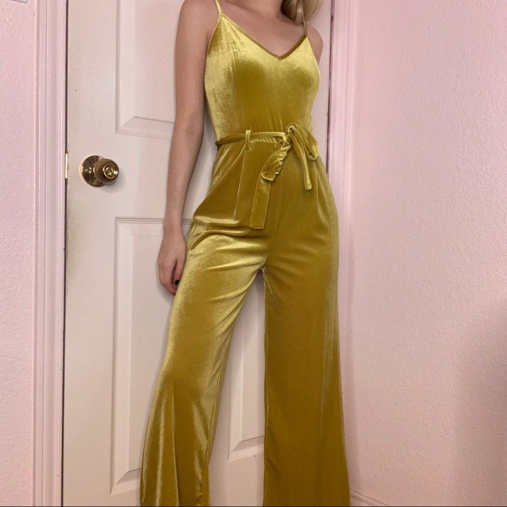 Mustard yellow forever 21 jumpsuit suede small